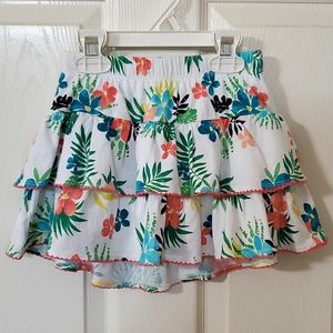 NWT New Gymboree Tropical Floral Elastic Tiered Skirt with Short Girls Size 4